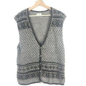 Vintage Men’s Wool Mohair Vest Sz XL Brown Novelty Nordic Fuzzy Grandpacore